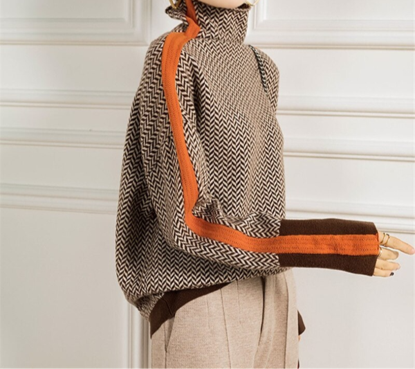 Eleanor - Herringbone Luxe Rollkragenpullover