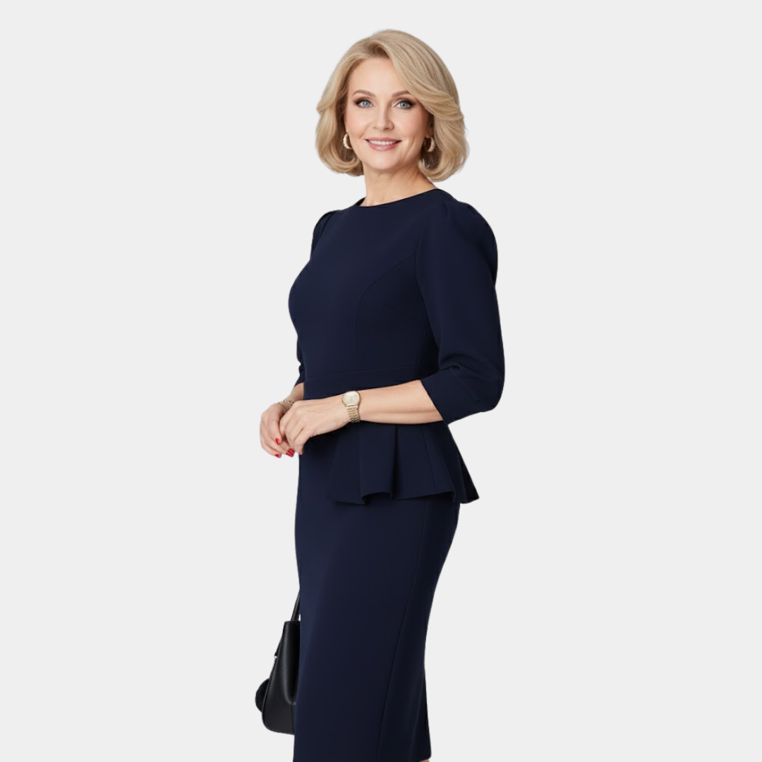 Claudine Bloom | Elegantes Rüschenshirt Midi Kleid