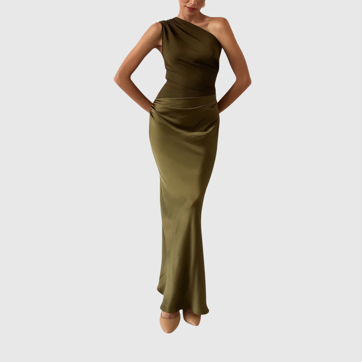Elara | Satin Asymmetrisches Abendkleid