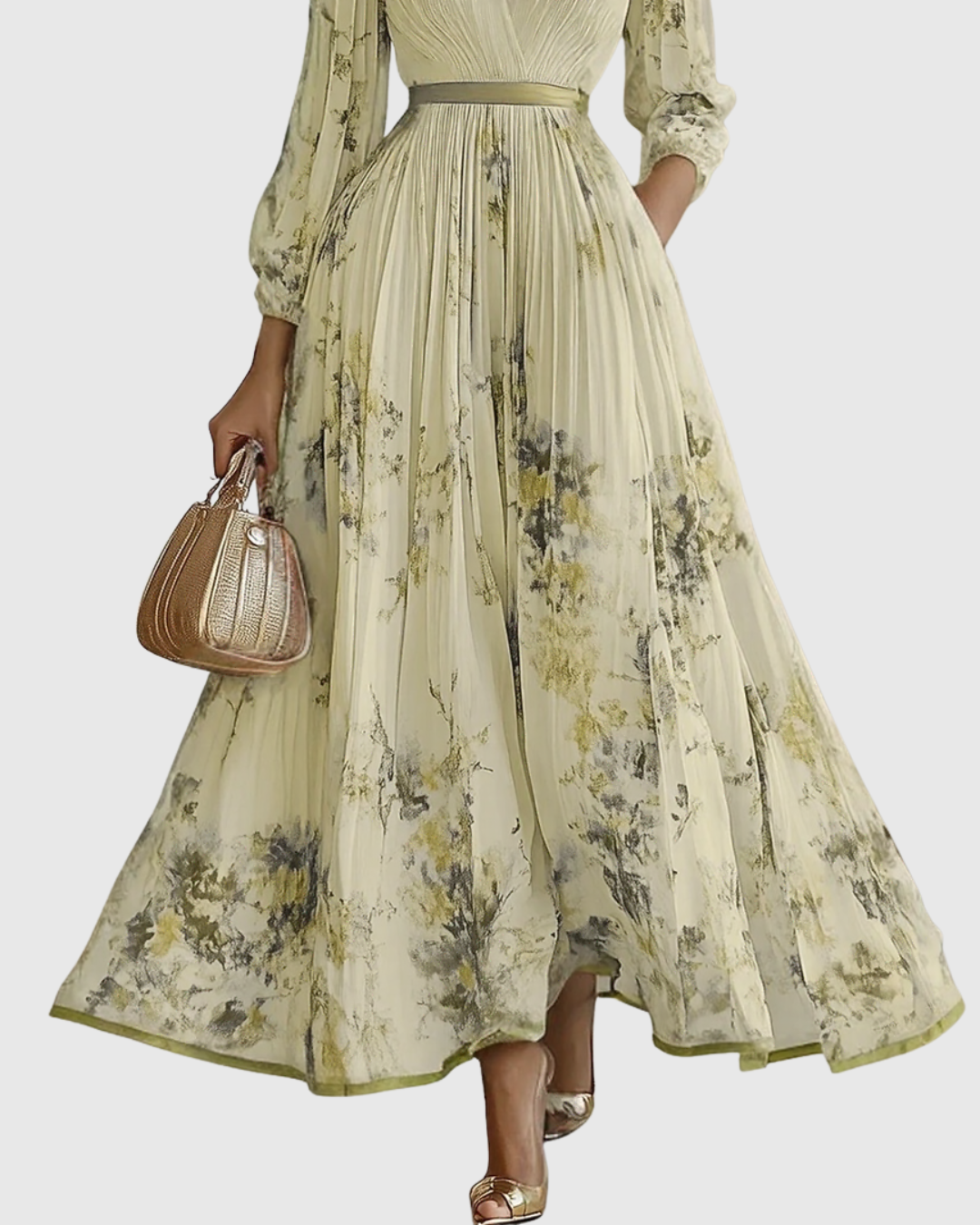 Rowella - Elegantes Plissiertes Maxikleid