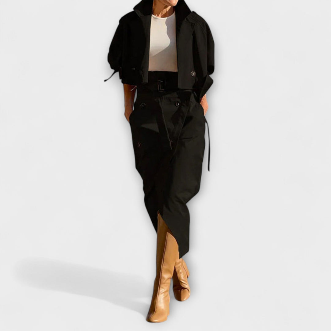 Lyra – Elegante Jacke und Midi-Rock mit Taschen