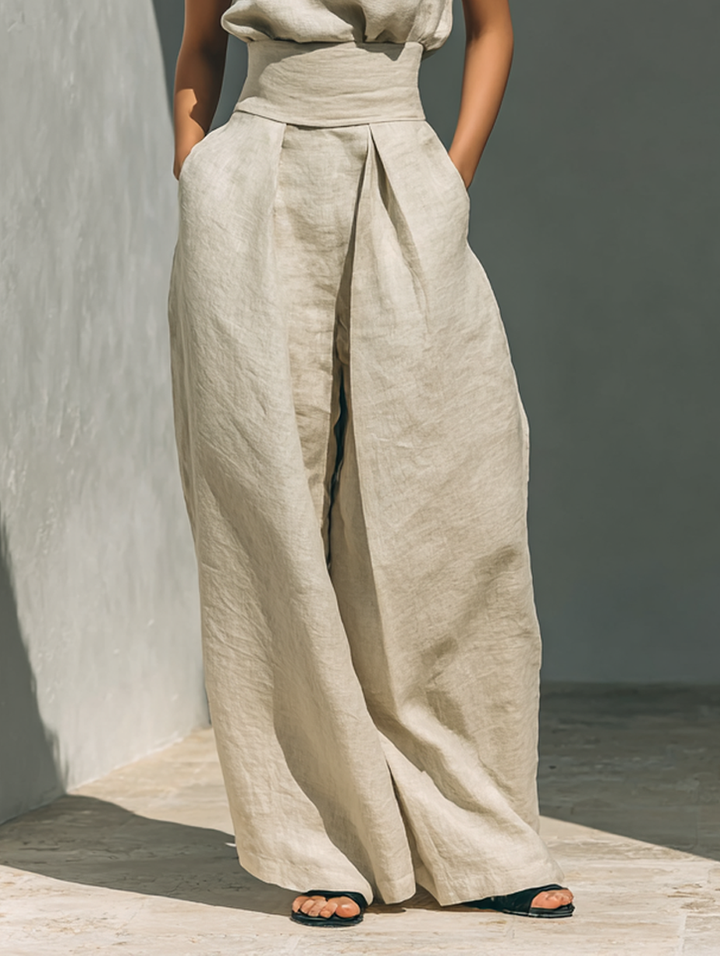 Ärmelloses Blusenset und weite Hose