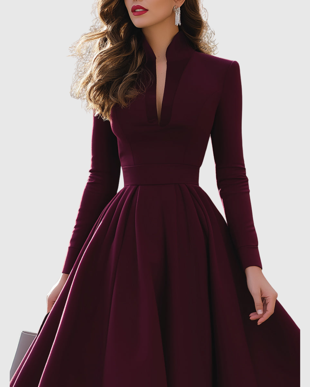 Avelina | V-Ausschnitt Midi-Kleid