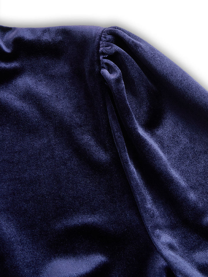 Sibella - Marineblaues Midi-Kleid mit langen Ärmeln