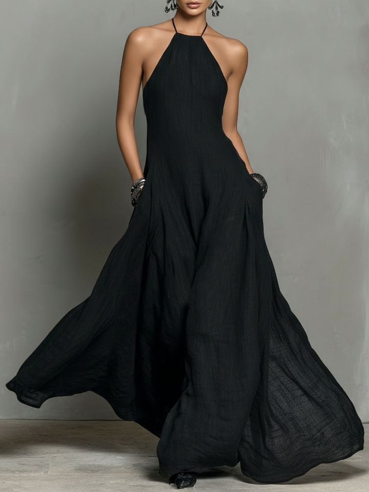 Maxikleid ohne Ärmel aus Leinenmischung