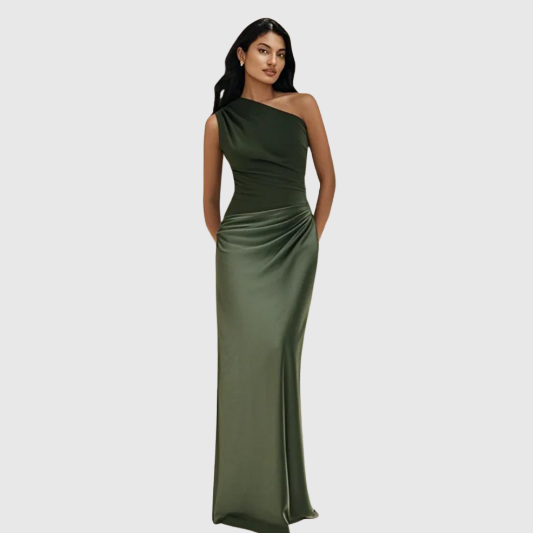Aleida | Maxikleid mit einem Schulterträger aus Satin