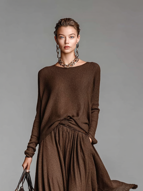 Ensemble aus Rock und Rundhals-Pullover