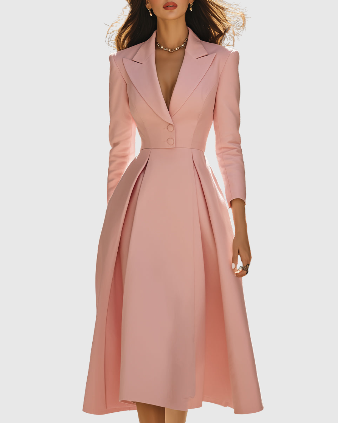 Ceryth | Elegantes plissiertes Blazer-Midi-Kleid