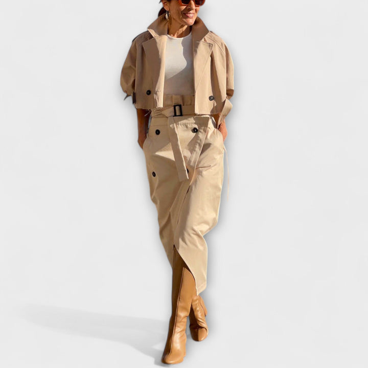 Lyra – Elegante Jacke und Midi-Rock mit Taschen