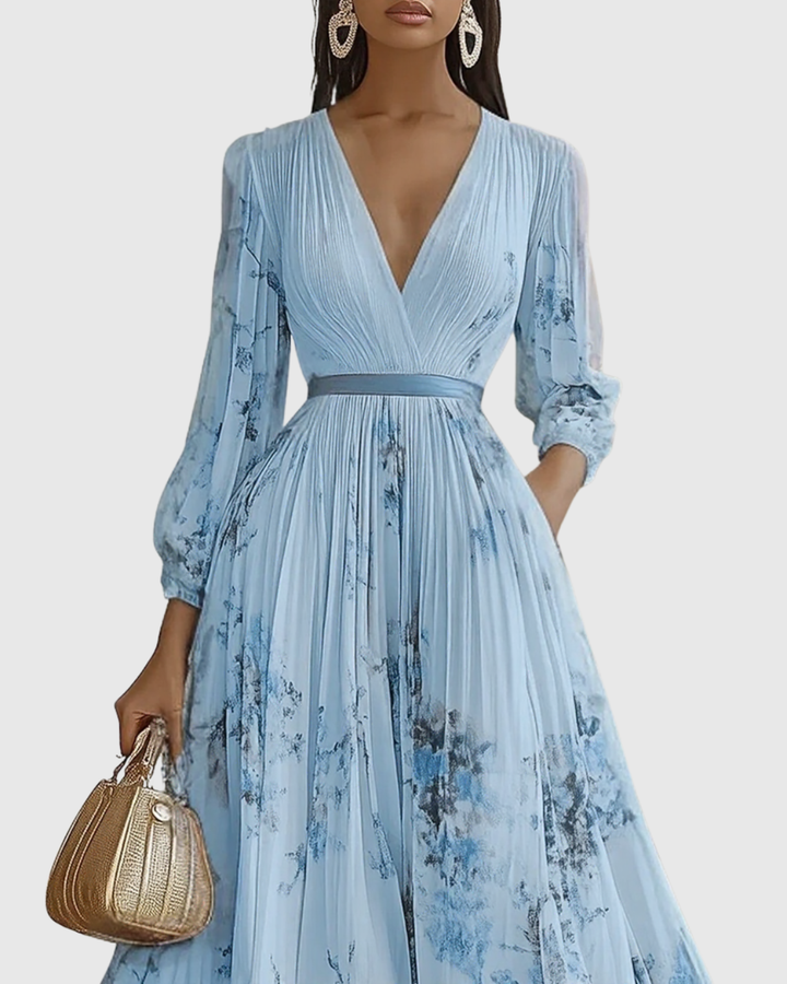 Rowella - Elegantes Plissiertes Maxikleid