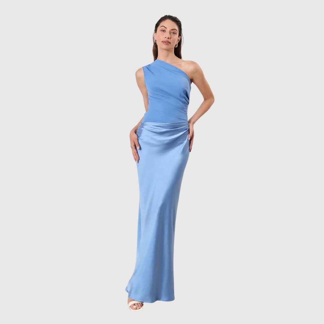 Aleida | Maxikleid mit einem Schulterträger aus Satin