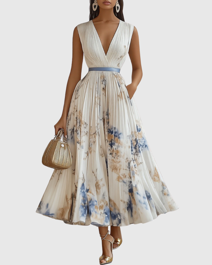 Rowella - Elegantes Plissiertes Maxikleid