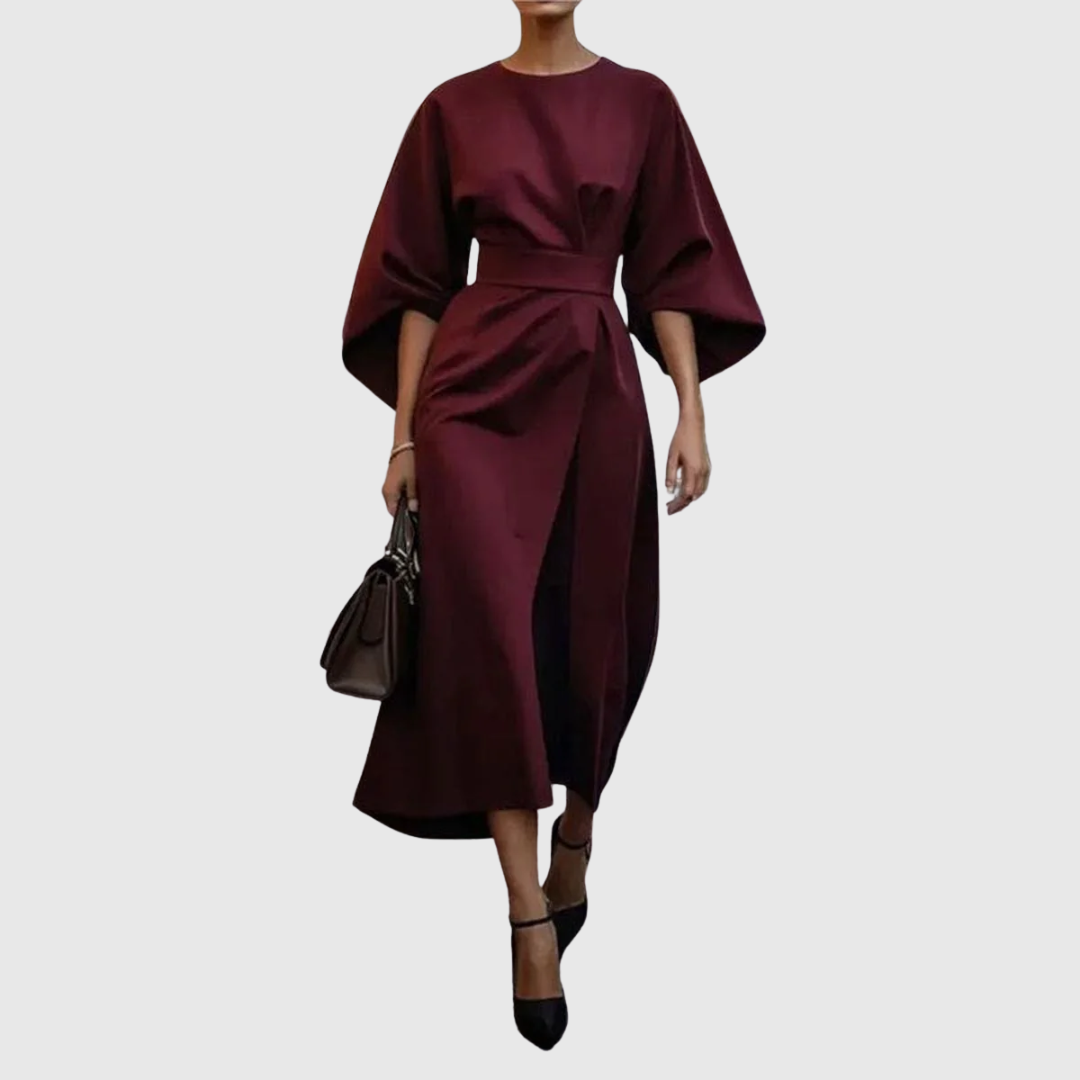 Eldra | Satin Gefühl Batwing Ärmel Maxi Kleid
