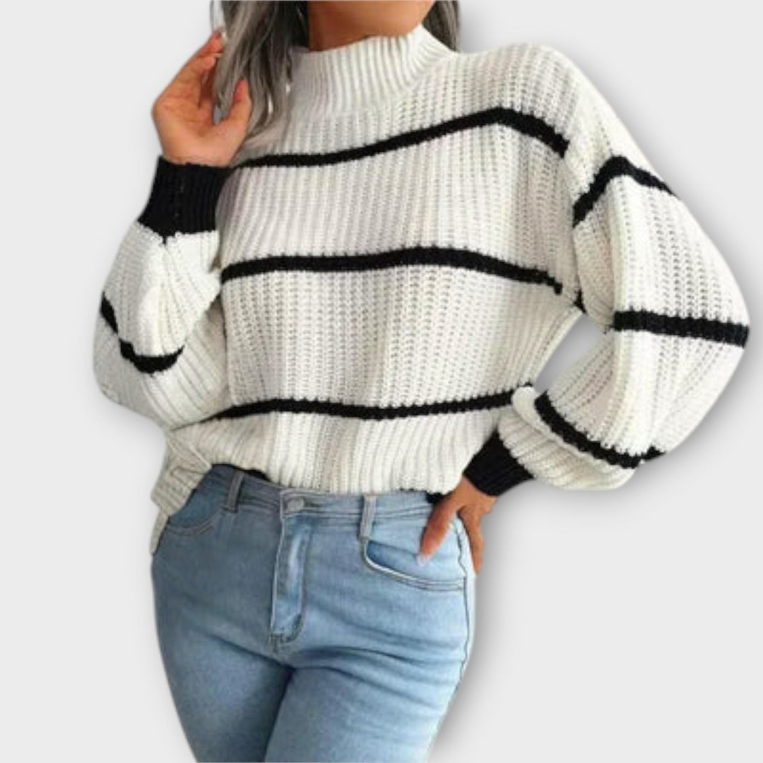 Chavala - Gestreifter Rollkragenpullover