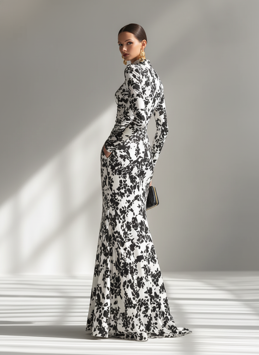 Schwarz-weiße gestreifte Wickelkleid