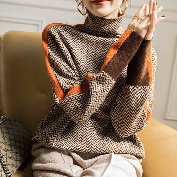 Eleanor - Herringbone Luxe Rollkragenpullover