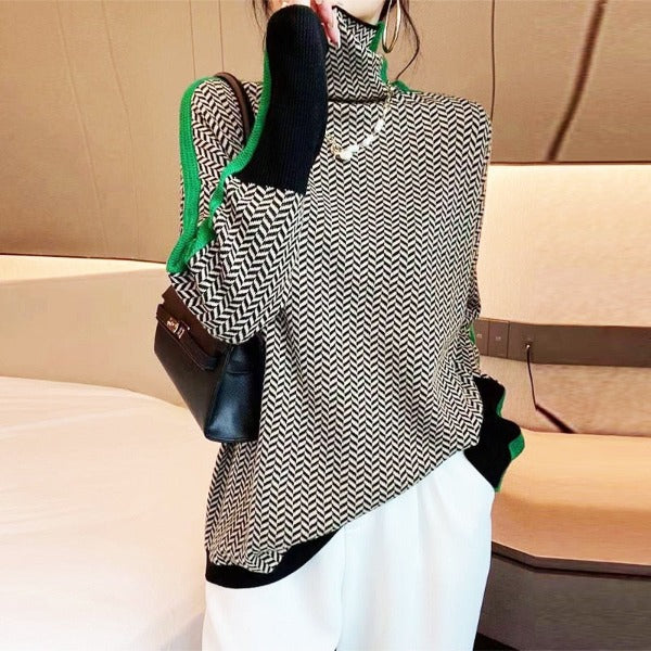 Eleanor - Herringbone Luxe Rollkragenpullover