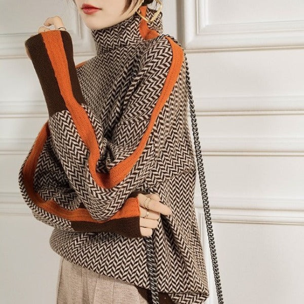 Eleanor - Herringbone Luxe Rollkragenpullover