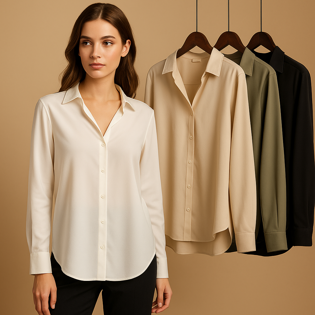 Blandine™ | Bluse Satin Mit Umgeschlagenem Kragen