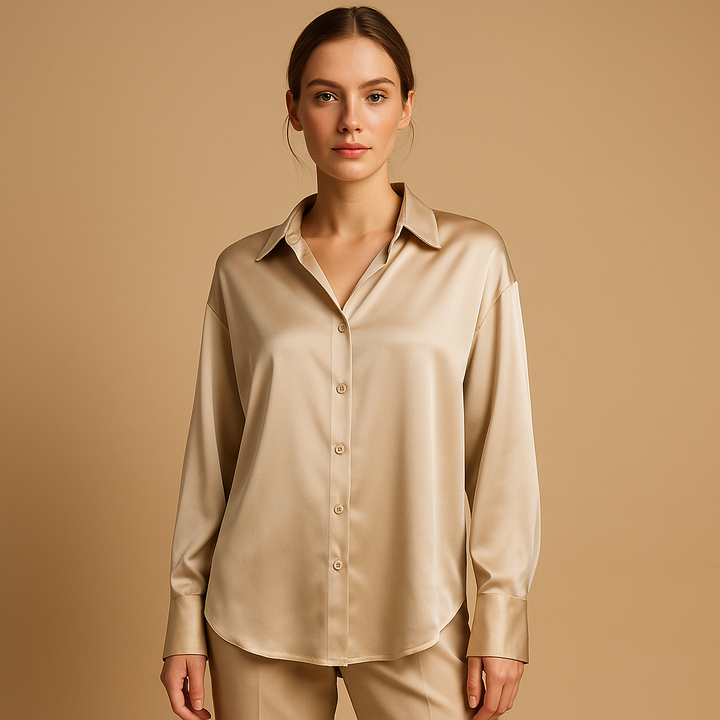 Blandine™ | Bluse Satin Mit Umgeschlagenem Kragen