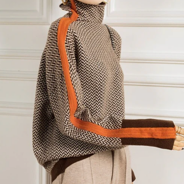 Eleanor - Herringbone Luxe Rollkragenpullover