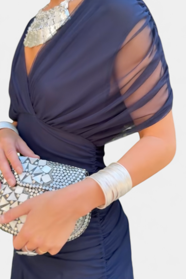 Freya - Fließendes Floral V-Ausschnitt Kleid