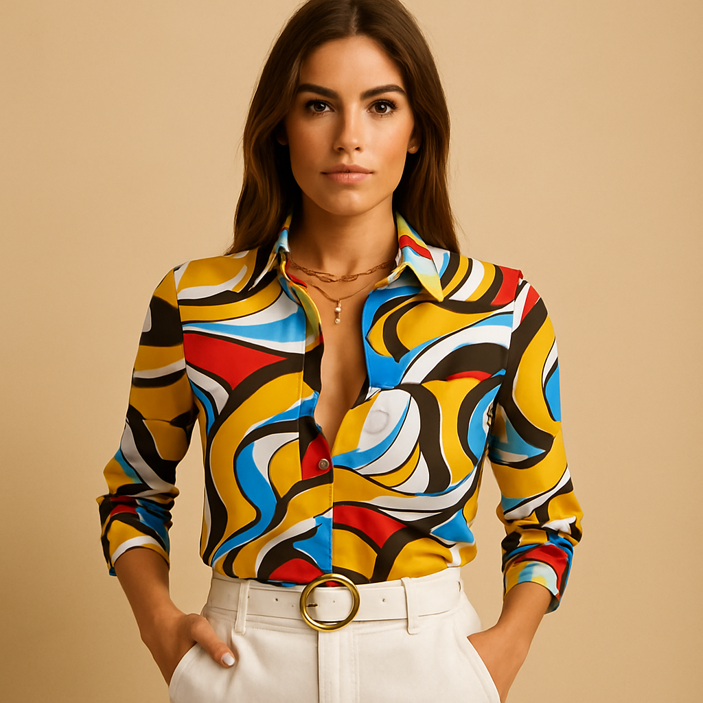Lucette™ | Bedruckte Bluse mit gekreuztem Kragen