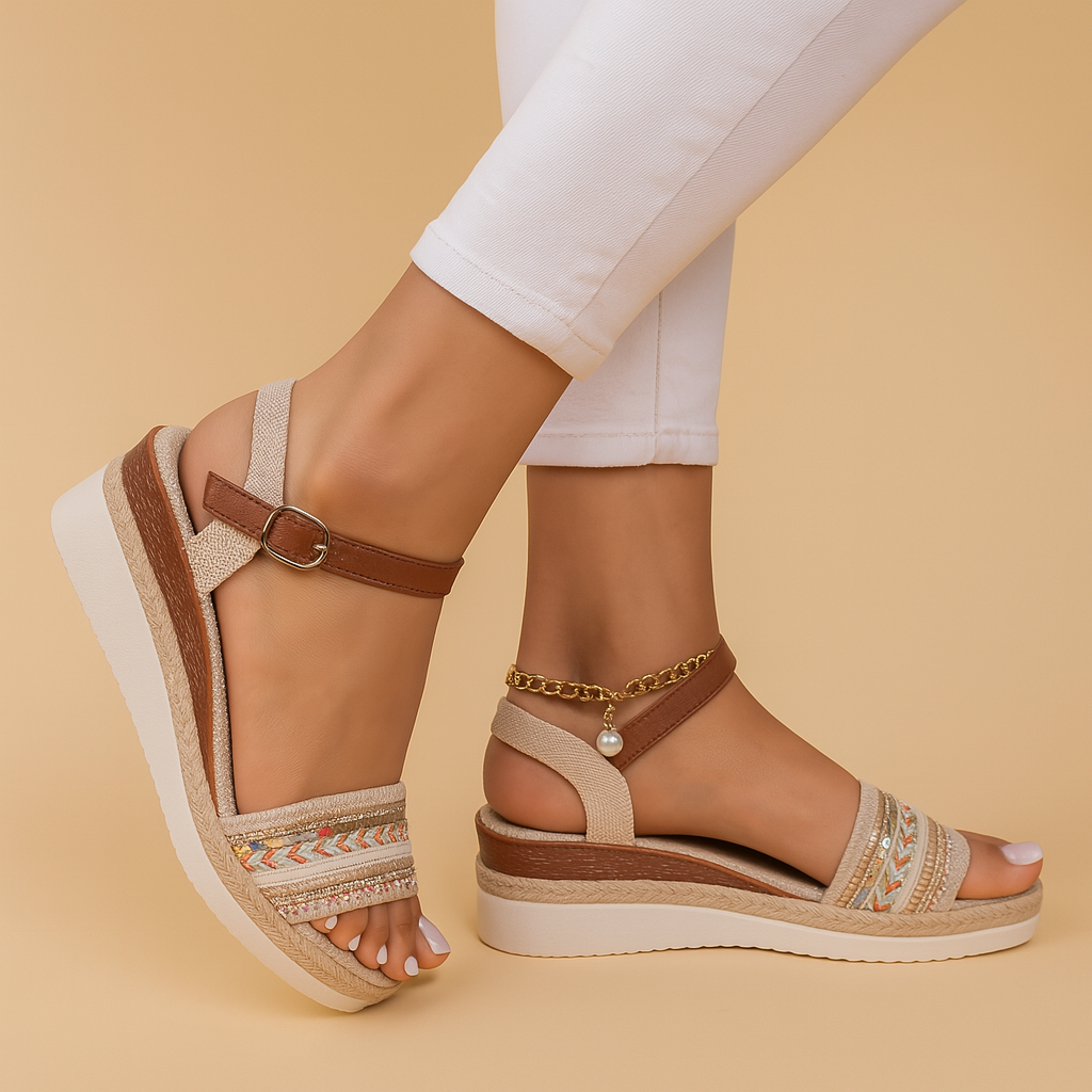 Élodie™ | Boho-Wedgesandalen