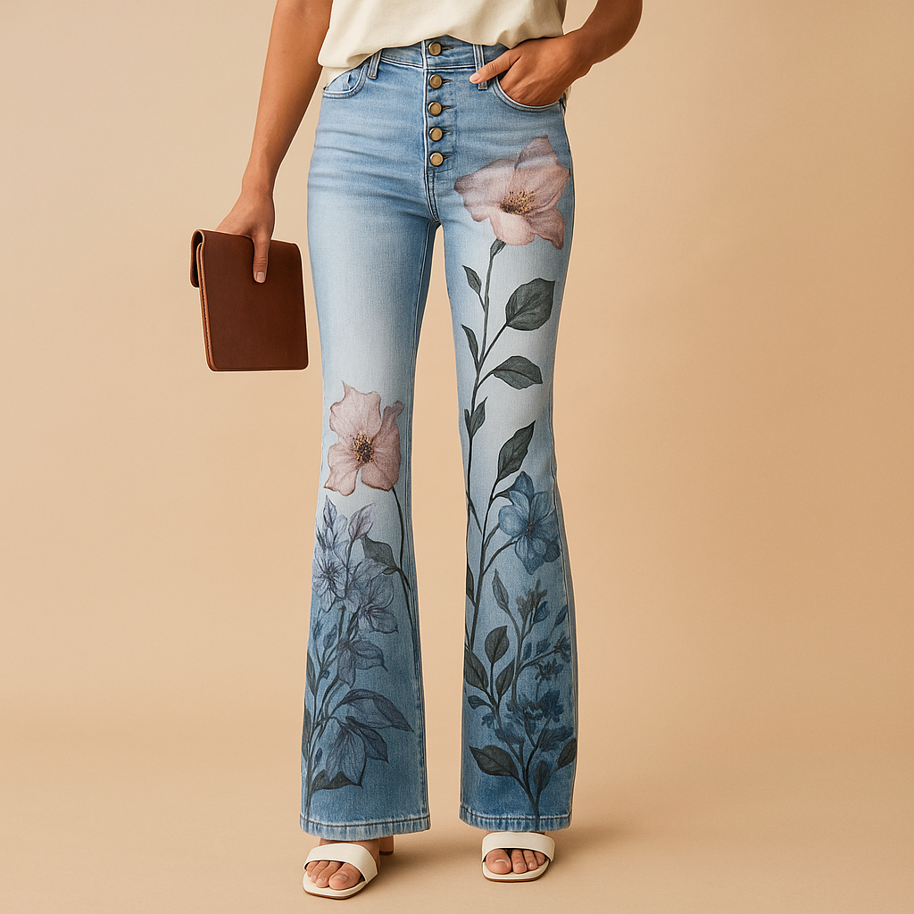 Mireille™ | Ausgestellter Jeans mit Blumenmuster