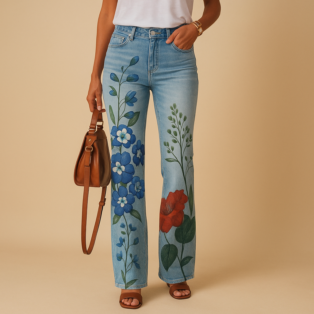 Mireille™ | Ausgestellter Jeans mit Blumenmuster
