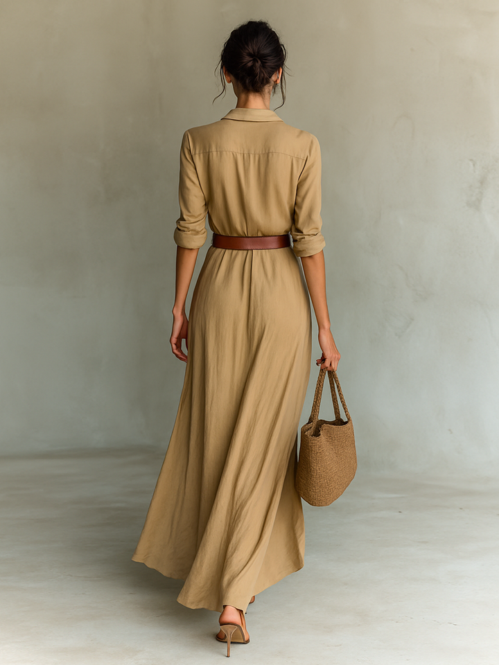 Maxikleid mit Kragen und Gürtel