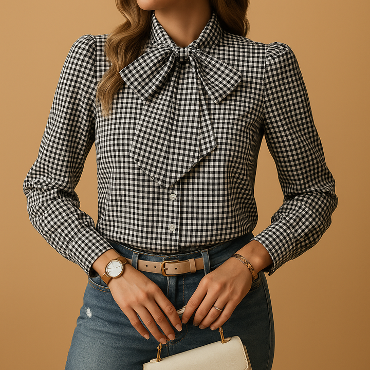 Bérénice™ | Karierte Bluse mit Knoten