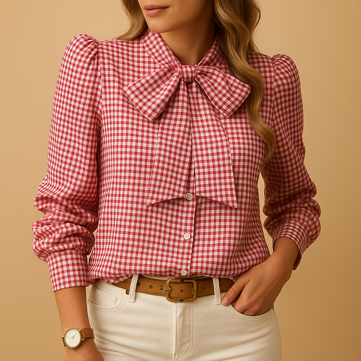 Bérénice™ | Karierte Bluse mit Knoten