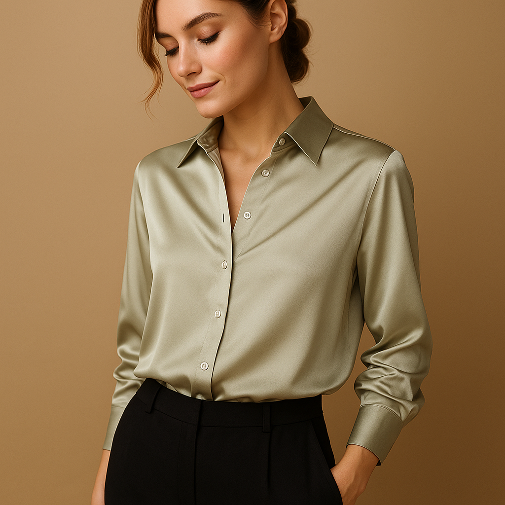 Léonie™ | Knopfbluse mit V-Ausschnitt