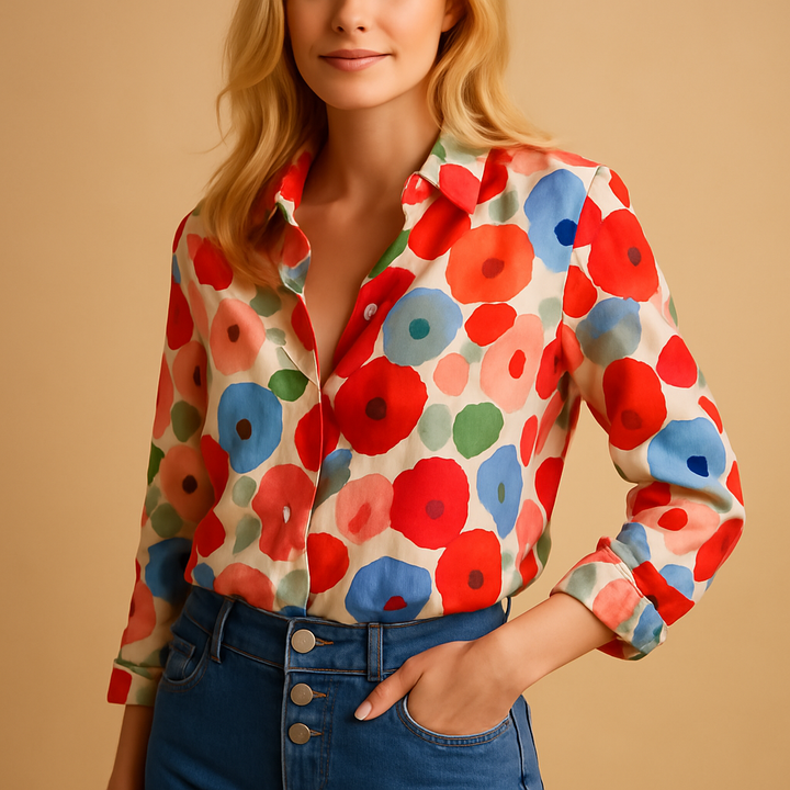 Ysaline™ | Bluse Fleurie Rouge