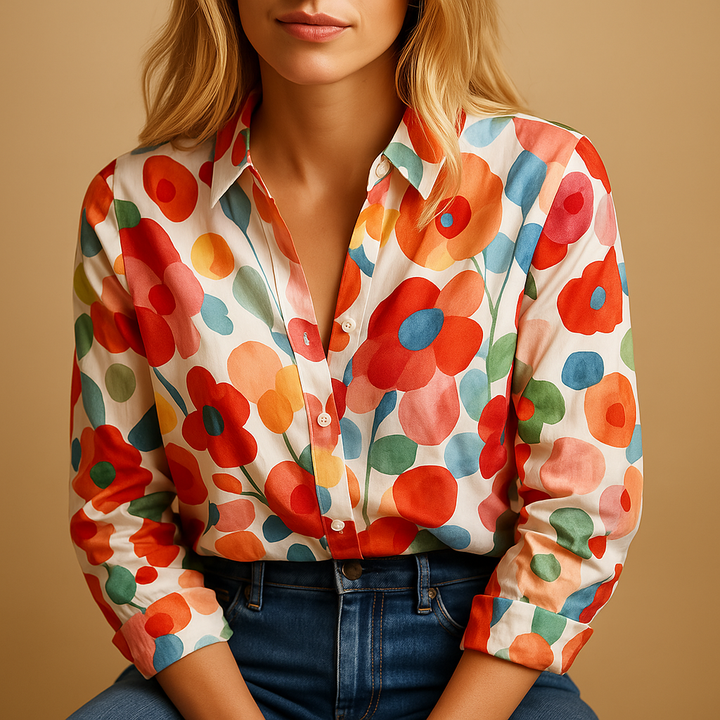 Ysaline™ | Bluse Fleurie Rouge