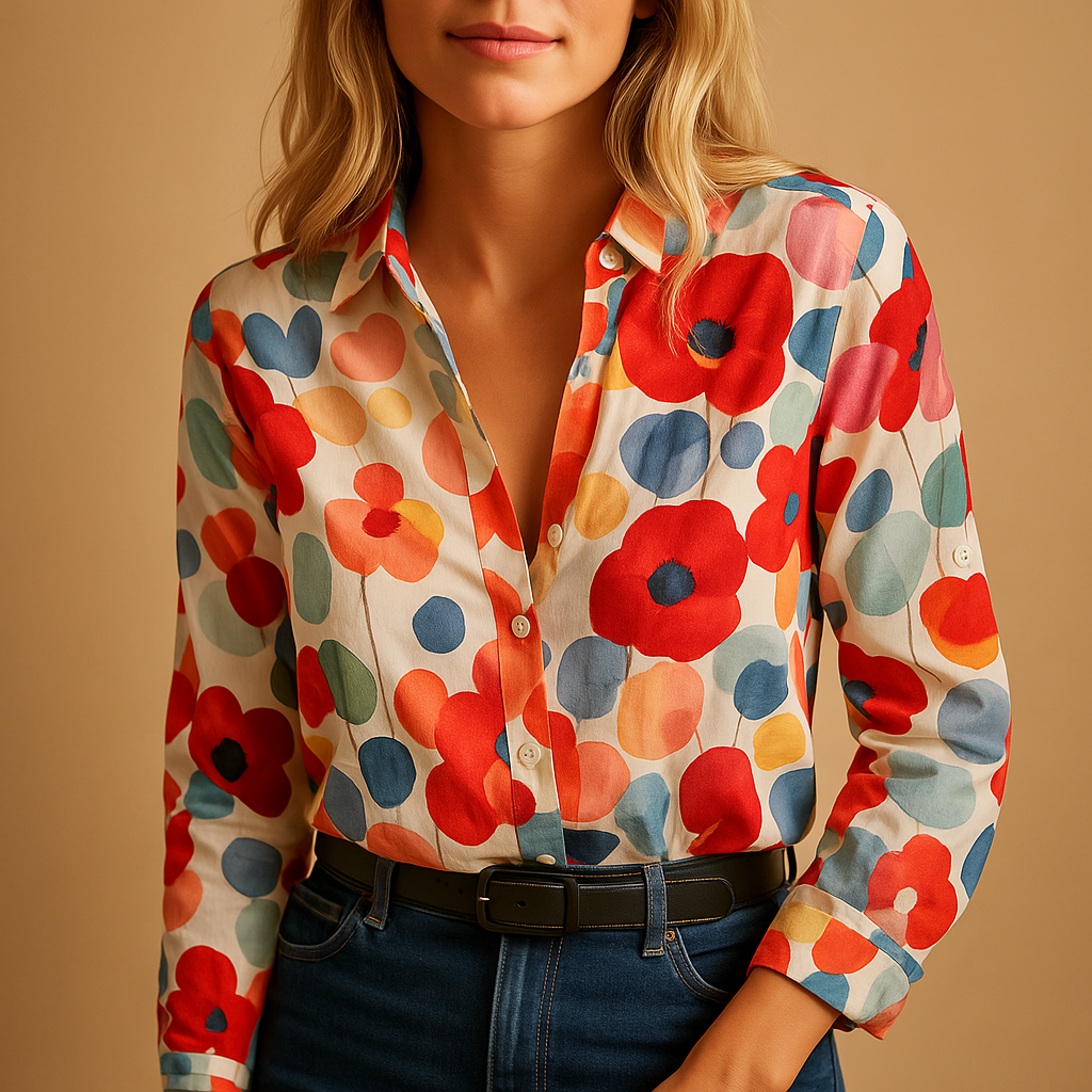 Ysaline™ | Bluse Fleurie Rouge